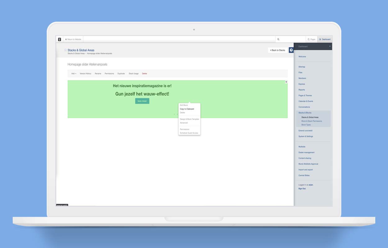 Nieuwe stack aanmaken