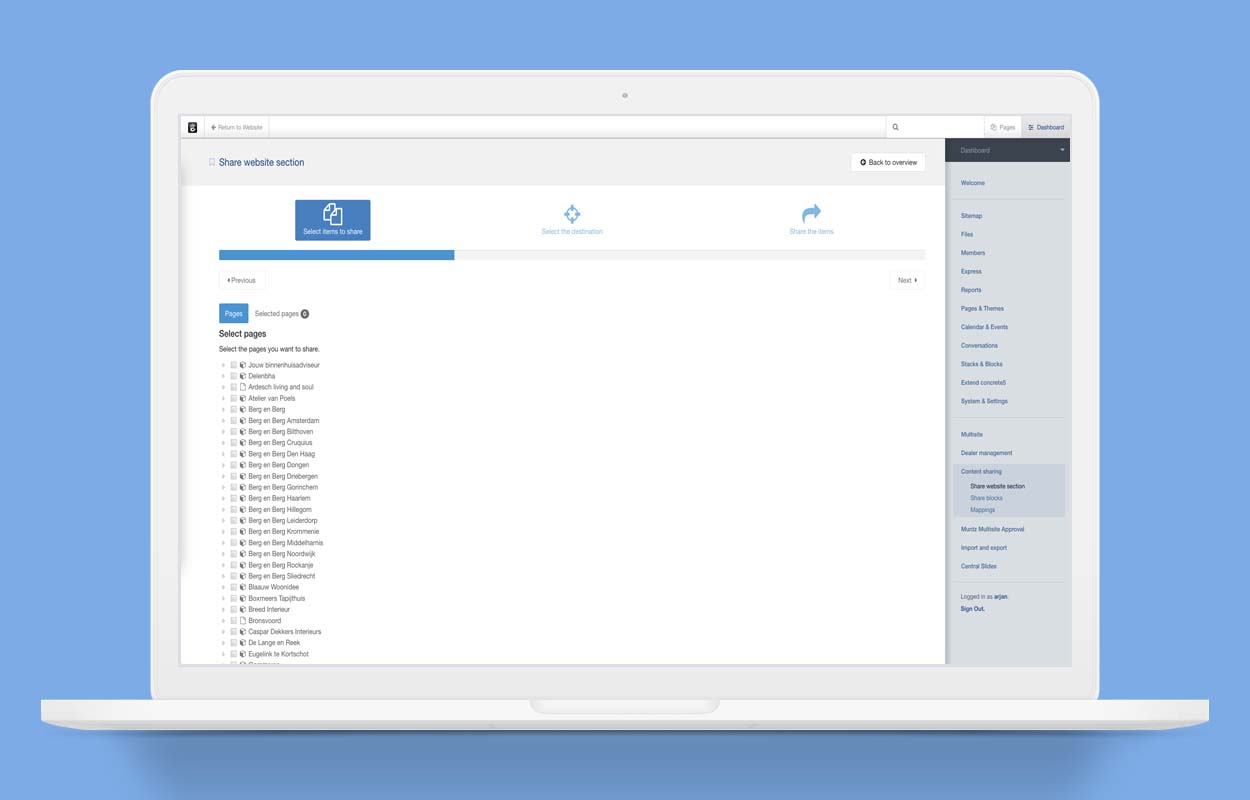 Pagina’s doordelen