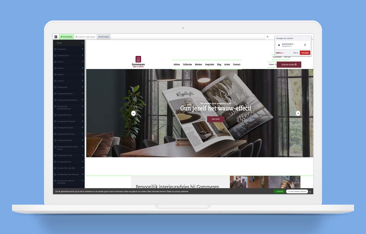 Stack toevoegen op site